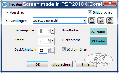 Screen PSP - Rahmen 01 Einstellungen Flechten