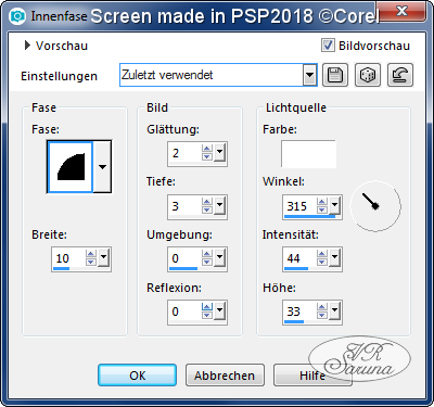 PSP - Rahmen 01 Einstellungen Innenfase Screen PSP - Rahmen 01 Einstellungen Innenfase