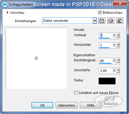 PSP - Rahmen 01 Einstellungen Schatten für Corner Screen PSP - Rahmen 01 Einstellungen Schatten für Corner