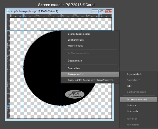 Screen PSP - Tropfenform - Ankerpunkttyp umwandeln