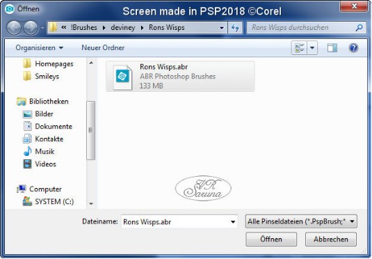 PSP - Auswahl der abr-Datei Screen PSP - Auswahl der abr-Datei