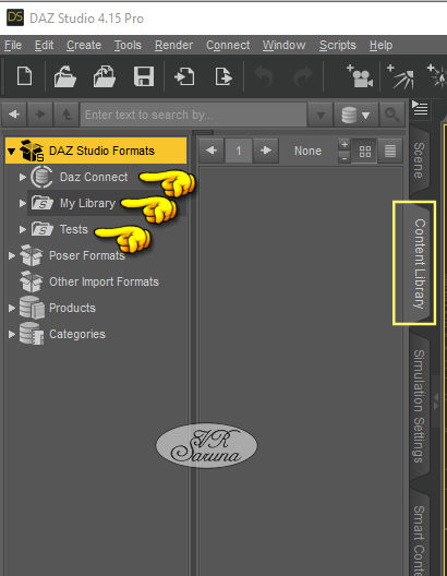 Content Library Pane - Daz Studio Formats Screen Content Library Pane - Daz Studio Formats