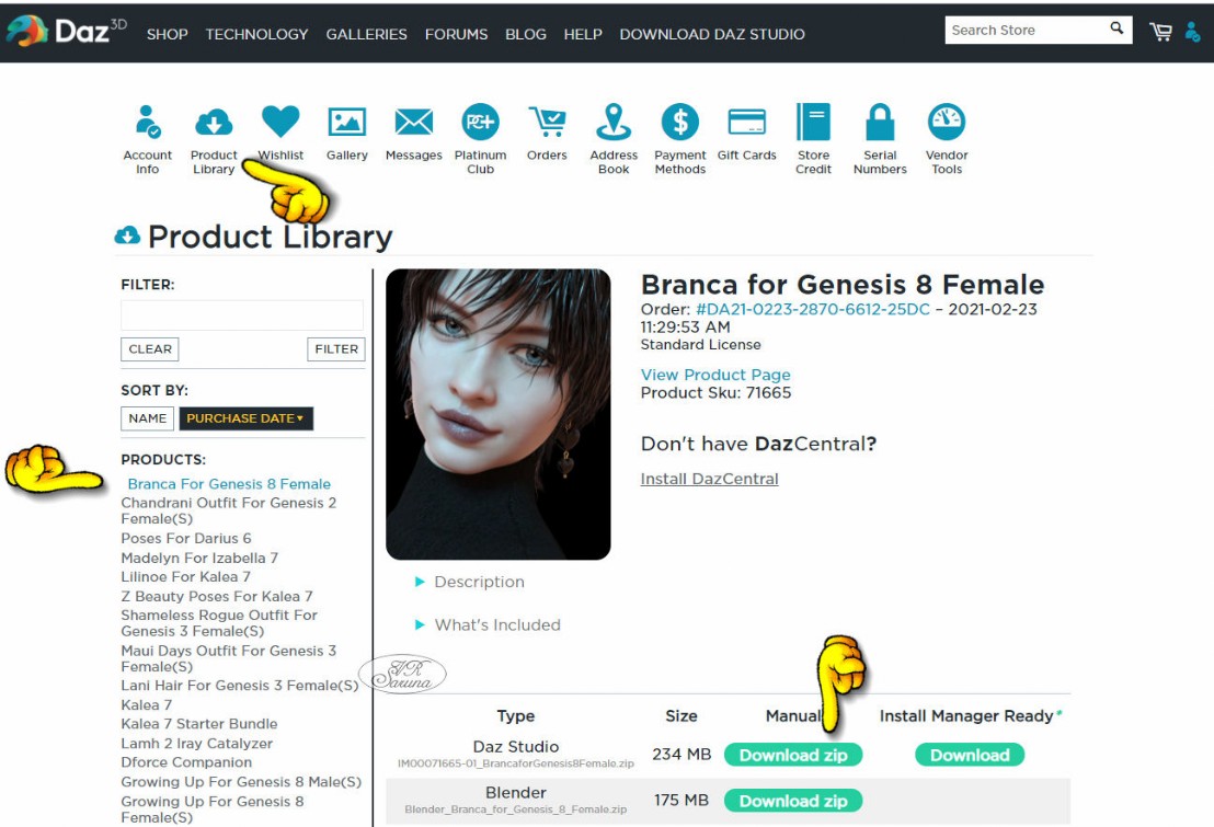 Daz Product Library Screen Daz Product Library
