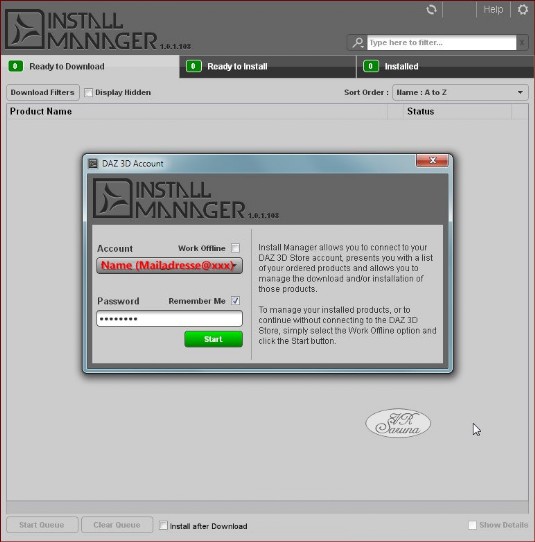 DIM - Anmeldefenster Screen DIM - Anmeldefenster