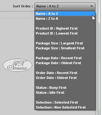Dim - Filter Sort Order Screen Dim - Filter Sort Order