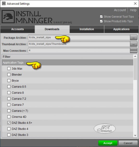 DIM - Optionen Downloads Screen DIM - Optionen Downloads