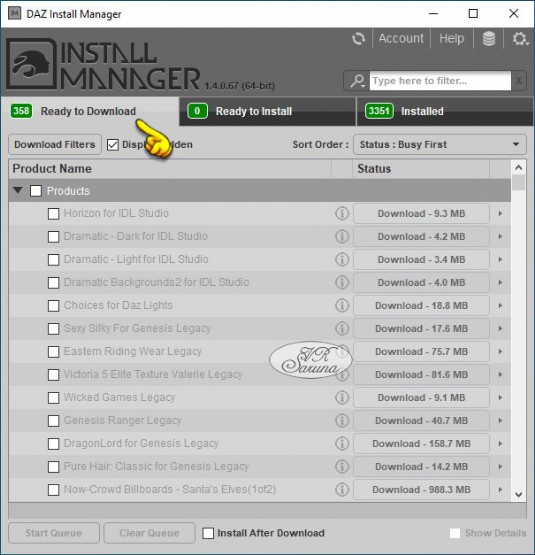 Ready to Download Tab Screen Ready to Download Tab