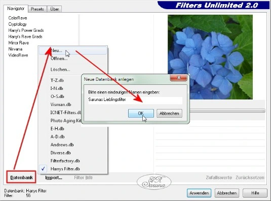 Screen Grafik-Links - FU Neue Datenbank anlegen