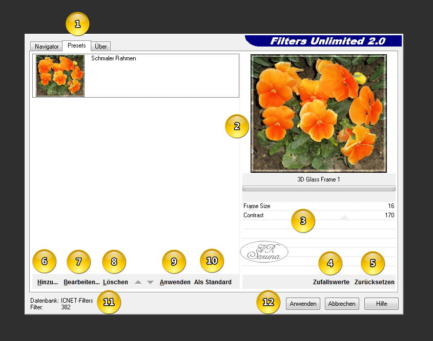 Grafik-Tipps - FU Preset-Tab Screen Grafik-Tipps - FU Preset-Tab