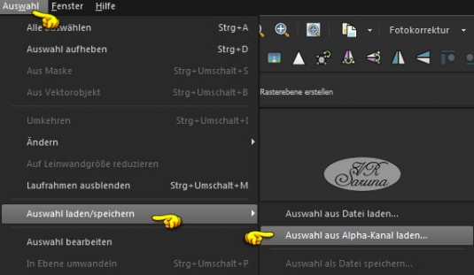 PSP - Alpha-Kanal speichern - Dialog Auswahl laden Screen PSP - Alpha-Kanal speichern - Dialog Auswahl laden