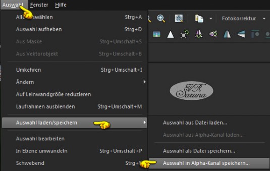 Screen PSP - Auswahl in Alpha-Kanal speichern