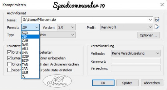 Screen PC - Speedcommander Komprimieren-Fenster