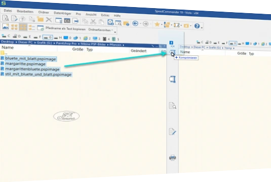 Screen PC Speedcommander ausgewählte Dateien packen