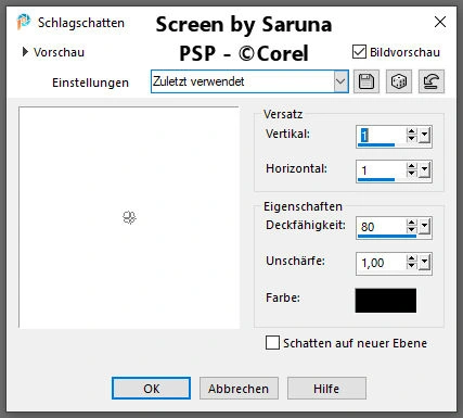 PSP - Schlagschatten Effekt