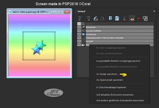 Screen PSP - Verlauf-Palette - als Skript speichern