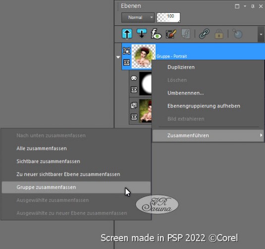 PSP - Gruppe zusammenfassen Screen PSP - Gruppe zusammenfassen