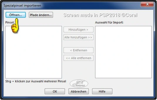 Screen PSP - Spezialpinsel importieren - Öffnen