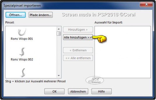 PSP - Spezialpinsel auswählen und hinzufügen Screen PSP - Spezialpinsel auswählen und hinzufügen