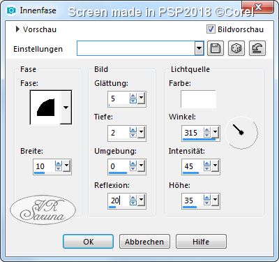 PSP - Rahmen 03 Einstellungen Innenfase Screen PSP - Rahmen 03 Einstellungen Innenfase