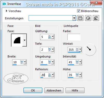 Screen PSP - Rahmen 03 Einstellungen Innenfase